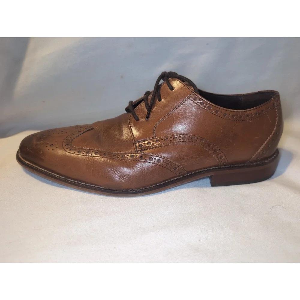 Florsheim 14137-257 Castellano Wingtip Saddle Tan Leather Mens Loafers 10D